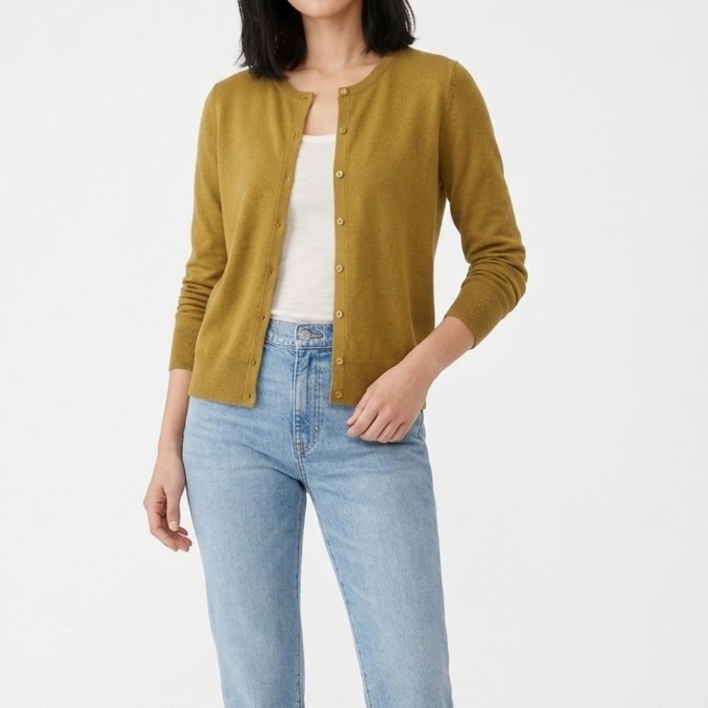 H&M Mustard Yellow Button-Down Cardigan Knit Sweater - Size L